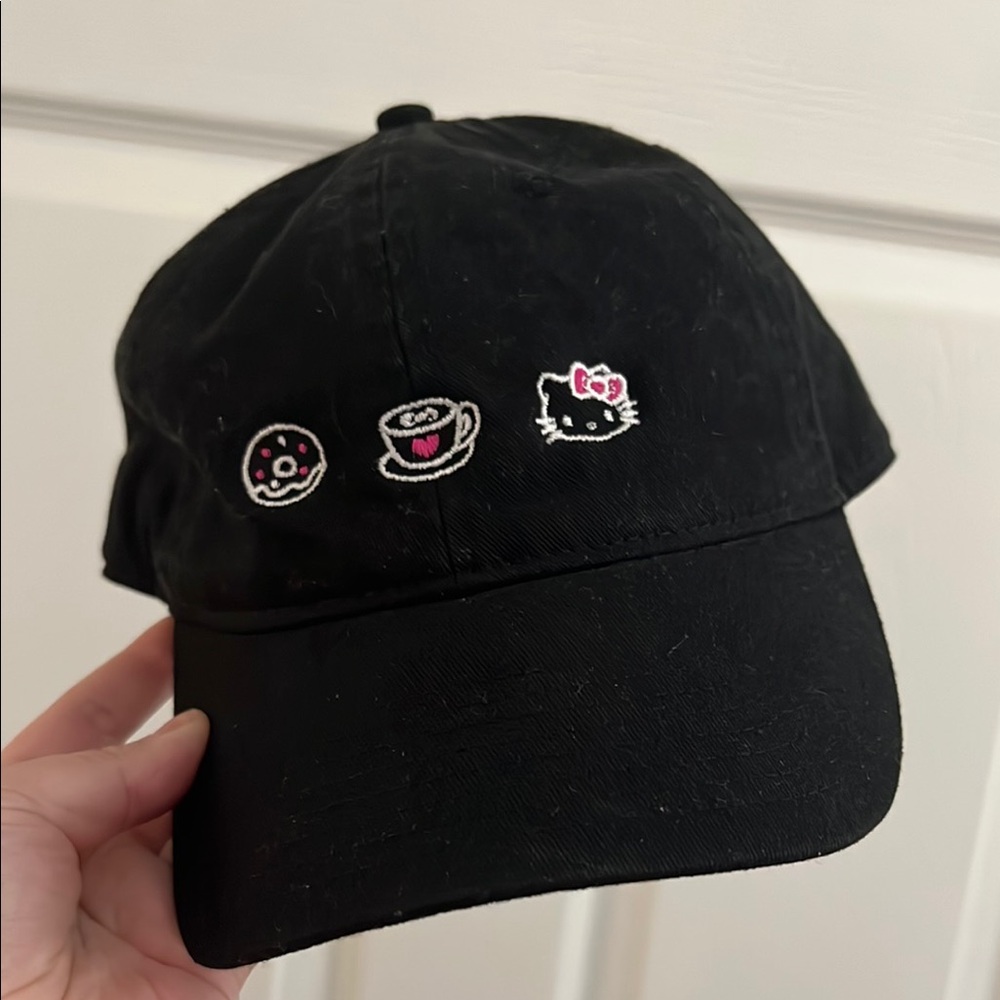 Hello Kitty Cafe Limited Edition Black Embroidered Hat